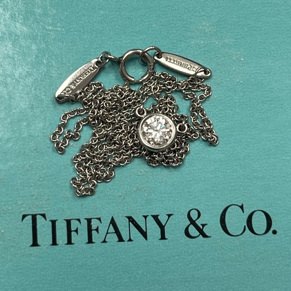 Tiffany & Co. Elsa Peretti Platinum Pt950 .20ctw Diamond Chain Necklace - Picture 1 of 9